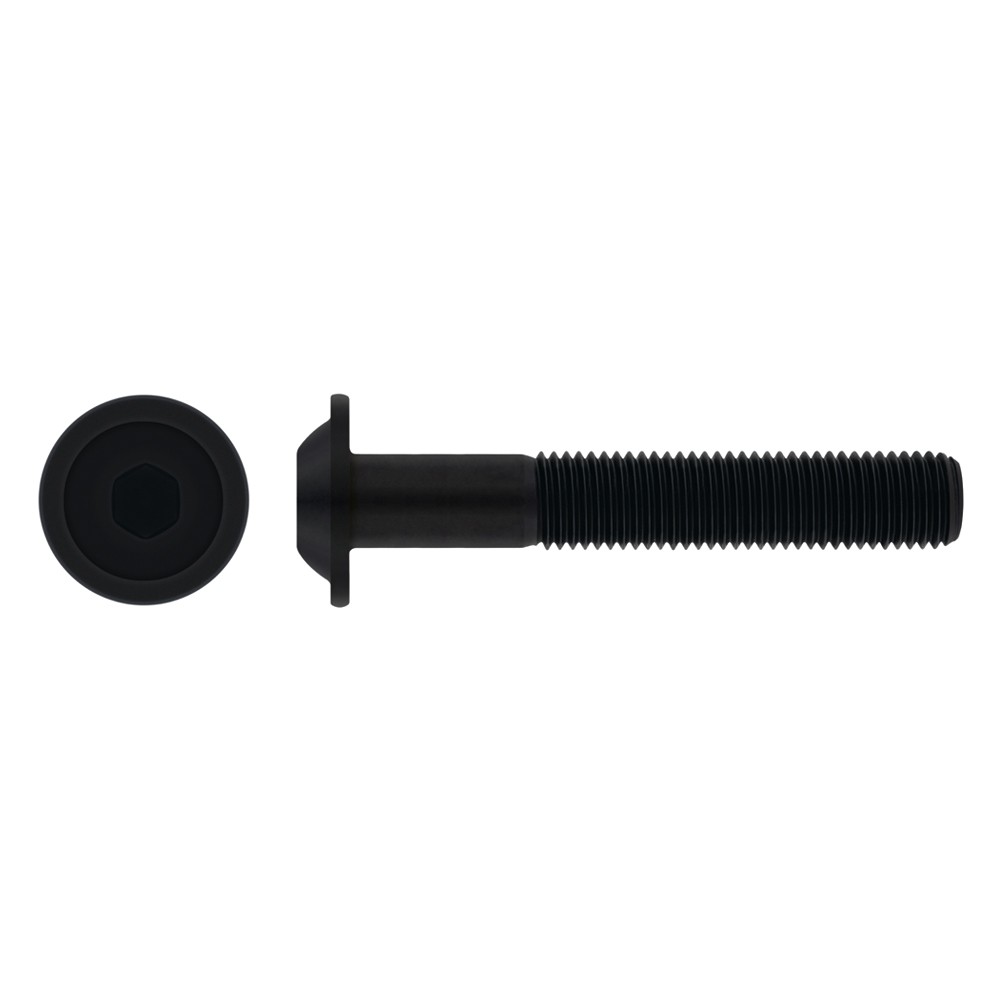 ISO 7380-2 10.9 BL ~ ISO 7380, Tornillo allen de cabeza redonda con arandela incorporada, acabado negro y calidad 10.9